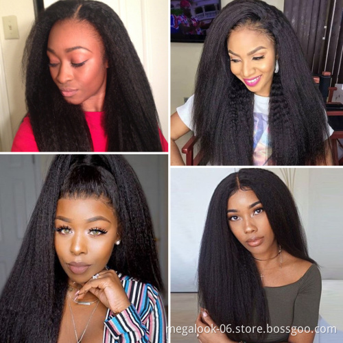 Cuticle Aligned Raw Unprocessed Virgin Yaki Kinky Straight Brazilian Hair Bundles With Frontal